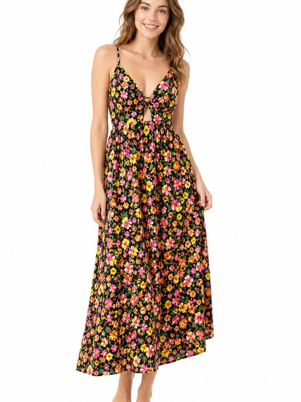 New Vero Moda Small Multi-Color Floral Singlet Ankle Dress Tropical Casual Beach
